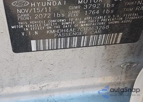 2012 Hyundai Elantra Gls (Ulsan Plant) из США, поврежденный, VIN KMHDH4AE7CU363268